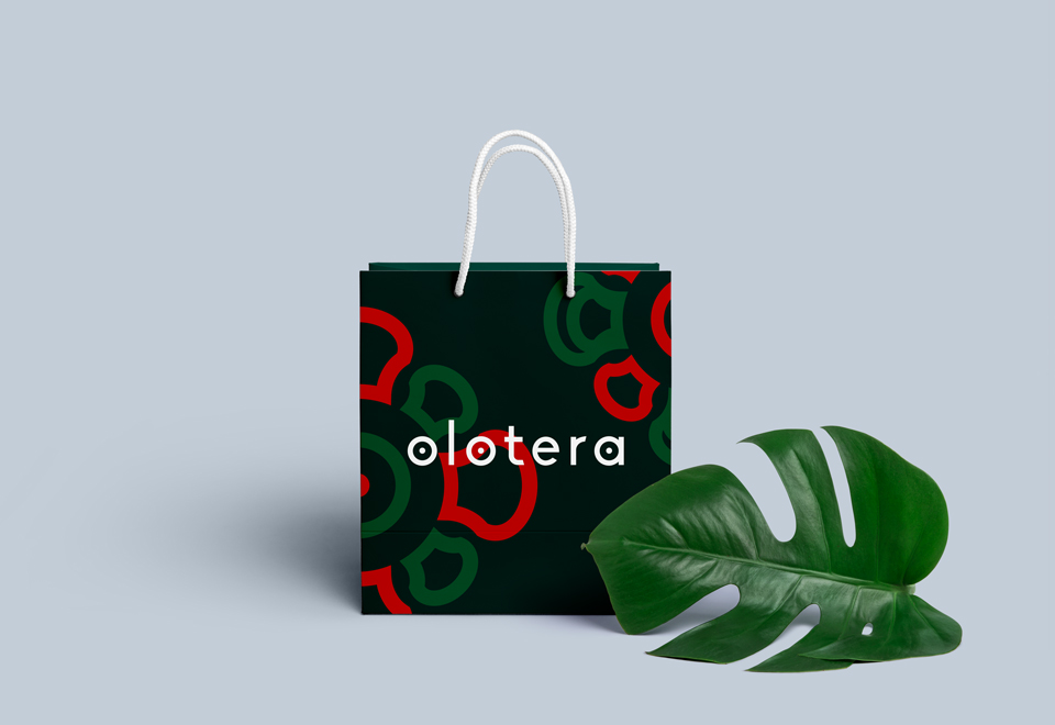 identité visuelle d'Olotera déclinée en packaging